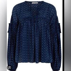 Ulla Johnson Midnight Fabienne Smocked Blouse